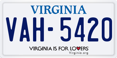 VA license plate VAH5420