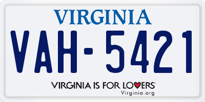VA license plate VAH5421