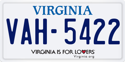 VA license plate VAH5422