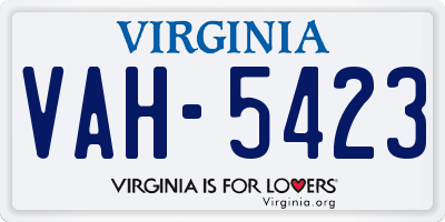 VA license plate VAH5423