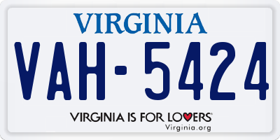 VA license plate VAH5424