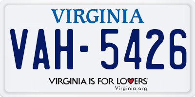VA license plate VAH5426