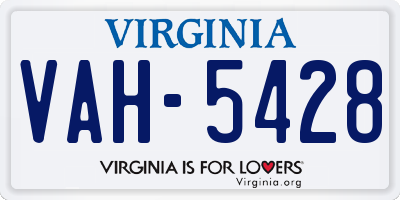 VA license plate VAH5428