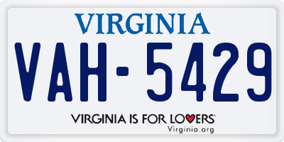 VA license plate VAH5429