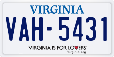 VA license plate VAH5431