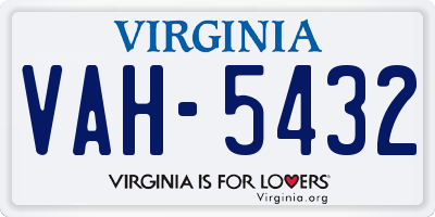 VA license plate VAH5432