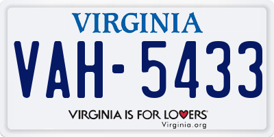VA license plate VAH5433