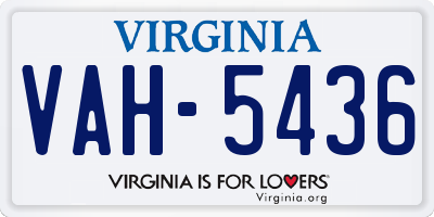 VA license plate VAH5436