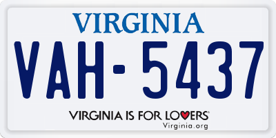 VA license plate VAH5437
