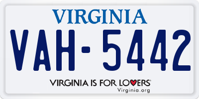 VA license plate VAH5442