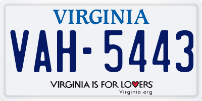 VA license plate VAH5443