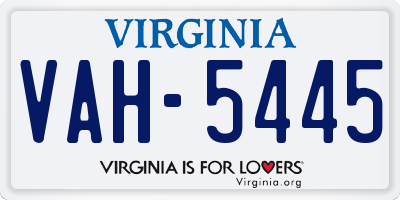 VA license plate VAH5445