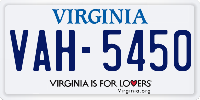 VA license plate VAH5450