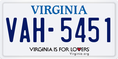 VA license plate VAH5451
