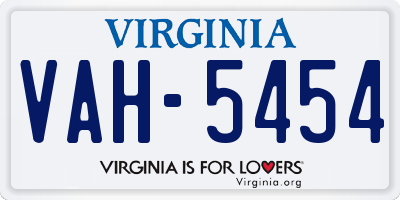 VA license plate VAH5454