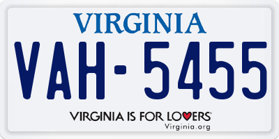 VA license plate VAH5455