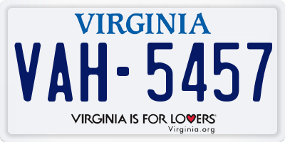 VA license plate VAH5457