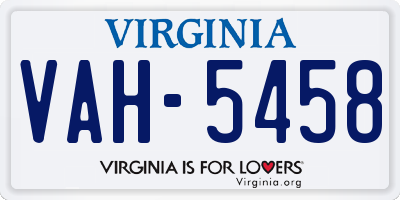 VA license plate VAH5458