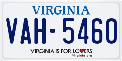VA license plate VAH5460