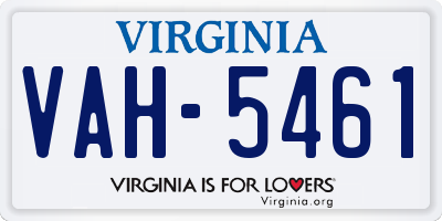VA license plate VAH5461