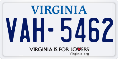 VA license plate VAH5462
