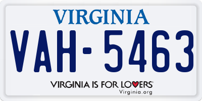 VA license plate VAH5463