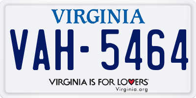 VA license plate VAH5464
