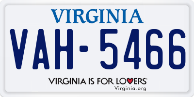 VA license plate VAH5466