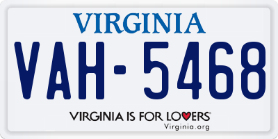 VA license plate VAH5468