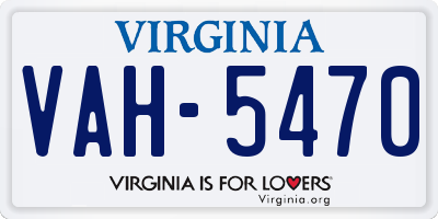 VA license plate VAH5470