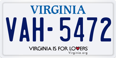 VA license plate VAH5472