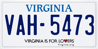 VA license plate VAH5473