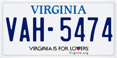VA license plate VAH5474