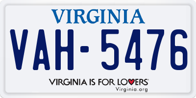 VA license plate VAH5476