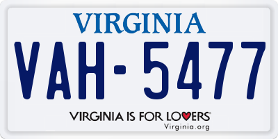 VA license plate VAH5477