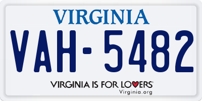 VA license plate VAH5482