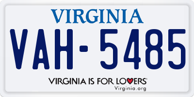VA license plate VAH5485