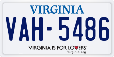 VA license plate VAH5486