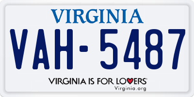 VA license plate VAH5487