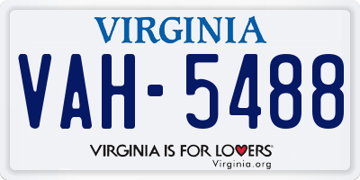 VA license plate VAH5488