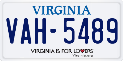 VA license plate VAH5489
