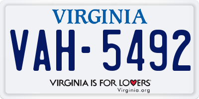 VA license plate VAH5492