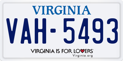 VA license plate VAH5493