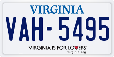 VA license plate VAH5495