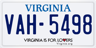 VA license plate VAH5498
