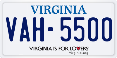 VA license plate VAH5500