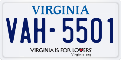 VA license plate VAH5501