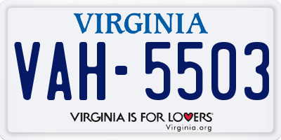 VA license plate VAH5503