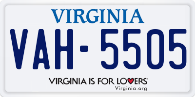 VA license plate VAH5505