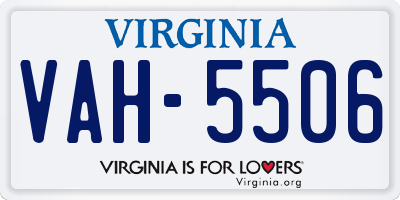 VA license plate VAH5506